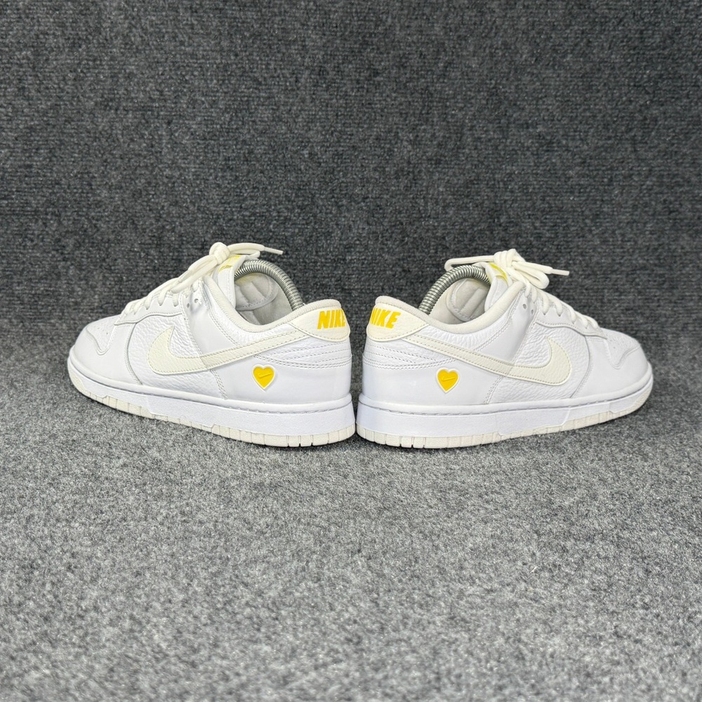 Nike Dunk Low Shoes Women's 9.5 Valentines Day Yellow Heart White Retro Athletic - Picture 7 of 13
